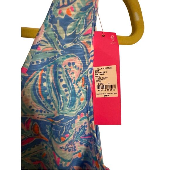 NWT Lilly Pulitzer Gigi Tank Top Zanzibar Blue Fish Kiss XL - Picture 4 of 6